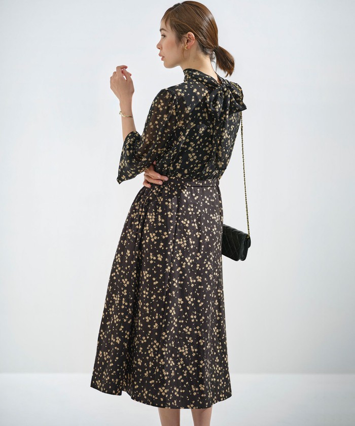 コルコバード ワンピース CORCOVADO POLYESTER CHIFFON ボウタイ