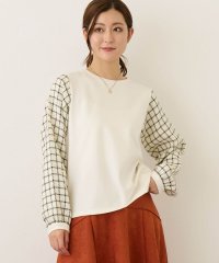 NICOLE white/袖チェックプルオーバー/506737224
