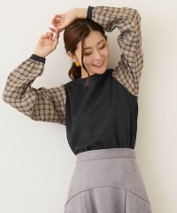 NICOLE white/袖チェックプルオーバー/506737224