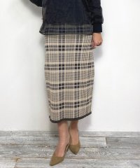 NICOLE white/チェック柄ロングタイトスカート/506737235