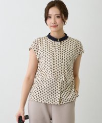 NICOLE white/ボウタイ風半袖ブラウス/506737308