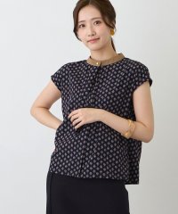 NICOLE white/ボウタイ風半袖ブラウス/506737308