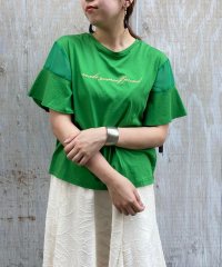 NICOLE white/袖シアー切替 刺繍ロゴＴＥＥ/506737321