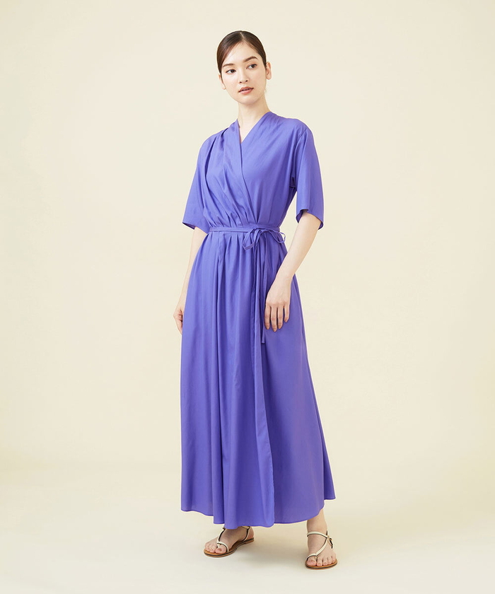 Sybilla Ｖネック ウエストリボン 美シルエット ロングワンピース M Sybilla Vネック ウエストリボン 美シルエット ロングワンピース M