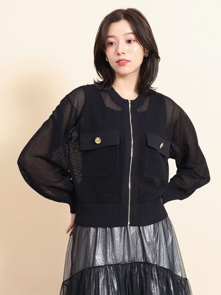 新品タグ付き【FENNEL】透かし編みニットジップカーディガン 透かし編みニットジップカーディガン - FENNEL - FENNEL