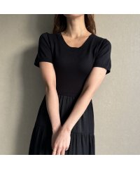 JUNOAH/ジュノア JUNOAH ニットドッキングティアードワンピース/506740822