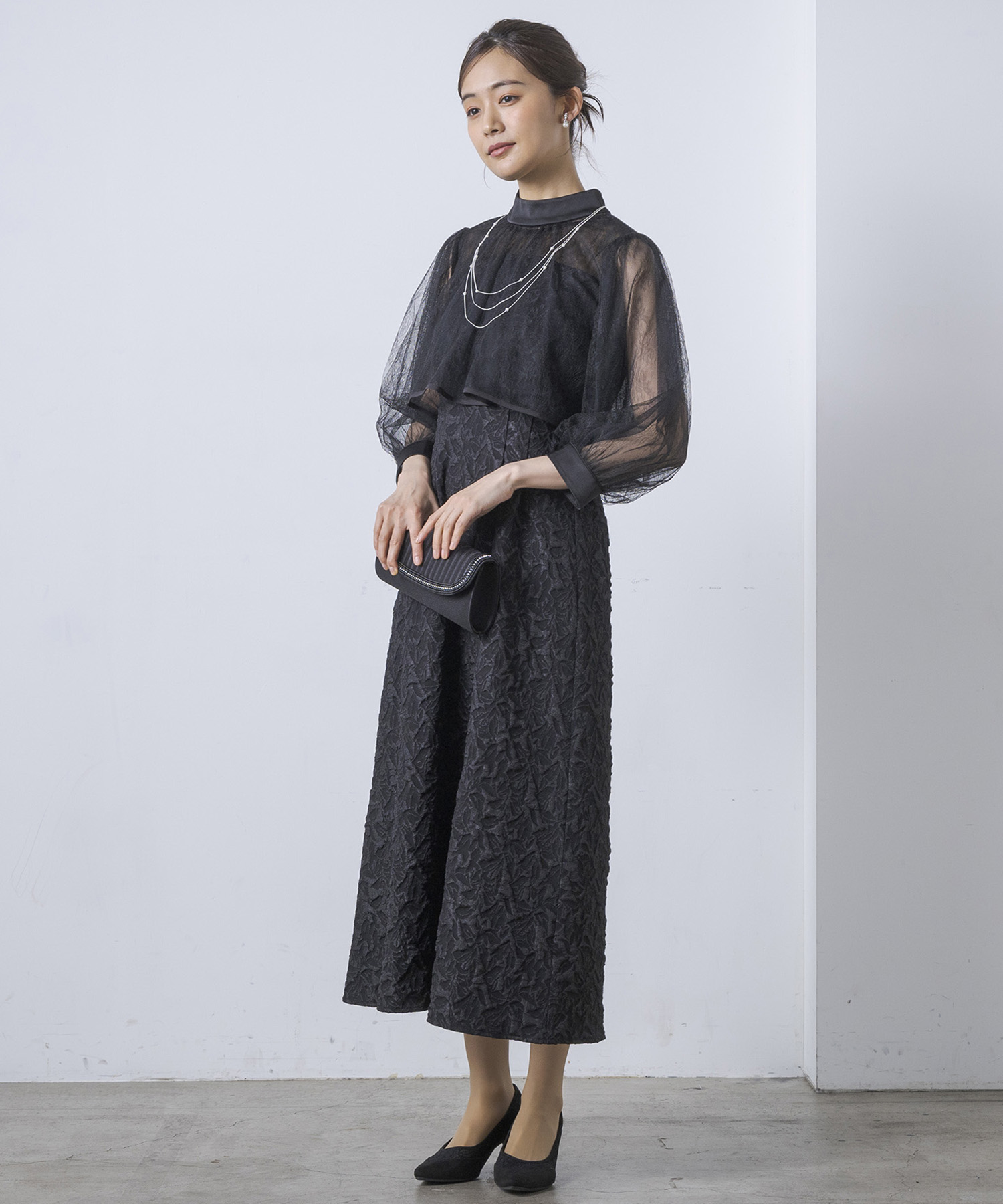 form forma フォルムフォルマ 2way ジャガードドレス フォルムフォルマ form forma 2way【シアーボレロ付き