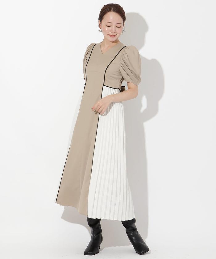 配色パイピングVネックワンピース(506745820) | AND COUTURE(AND