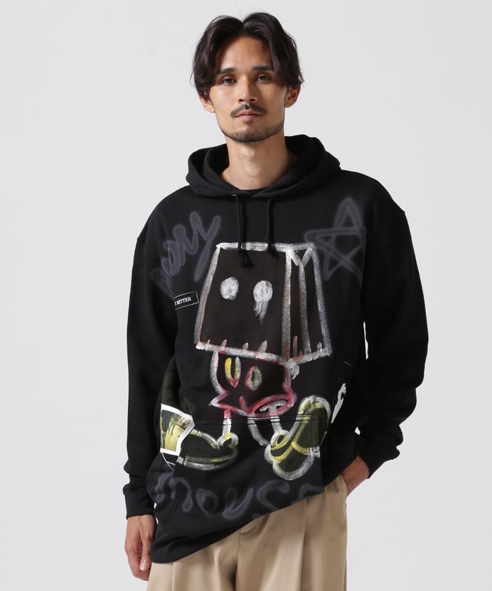 guernika Hand Painted Hoodie ANONYMOUSE フーディー ブラック Guernika/ゲルニカ/Hand Painted Hoodie - ANONYMOUSE（パーカー