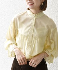 SHIPS any WOMEN/SHIPS any:〈手洗い可能〉ヴィンテージサテン フリル ギャザー シャツ ブラウス/506749343