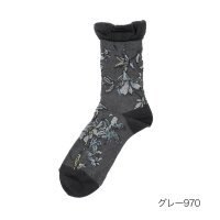 HANAE MORI/ハナエモリ HANAE MORI 福助 【HANAE MORI ： ファーストライン】 靴下 リリー総柄 クルー丈 ゆったりらくらく(3203ー046) 婦人 /506759780
