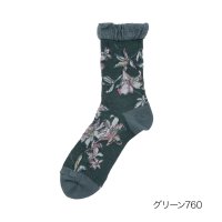 HANAE MORI/ハナエモリ HANAE MORI 福助 【HANAE MORI ： ファーストライン】 靴下 リリー総柄 クルー丈 ゆったりらくらく(3203ー046) 婦人 /506759780