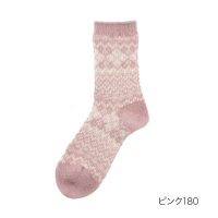 HANAE MORI/ハナエモリ HANAE MORI 福助 【HANAE MORI ： ファーストライン】 靴下 ノルディック柄 クルー丈 履き口やわらか(3203ー047) 婦人/506759781