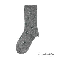 manzoku/マンゾク 満足 福助 【満足 ： カシミヤシルクタッチ】 靴下 小花柄 クルー丈 口ゴムゆったり(3245ー44M) 締め付けにくい つま先ゴロツキにくい 婦人/506759792