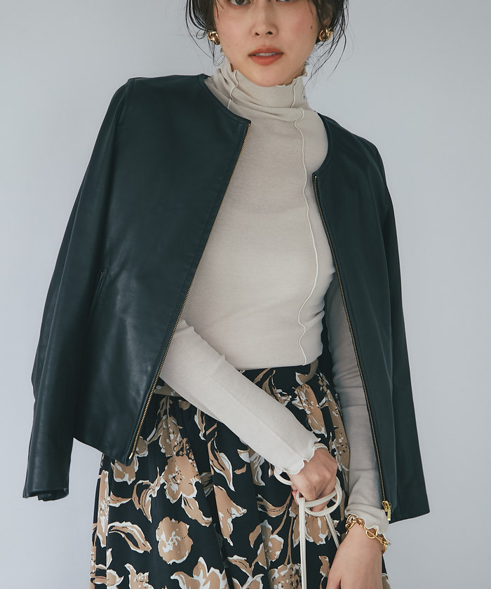 La Boutique bon bon レザージャケット クーポン】【セール 50%OFF】【La boutique BonBon】ノーカラー
