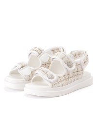 Lace Ladies/レースレディース Lace Ladies ビジュー付き ミックスツイード コンフォート 厚底 サンダル/506717022