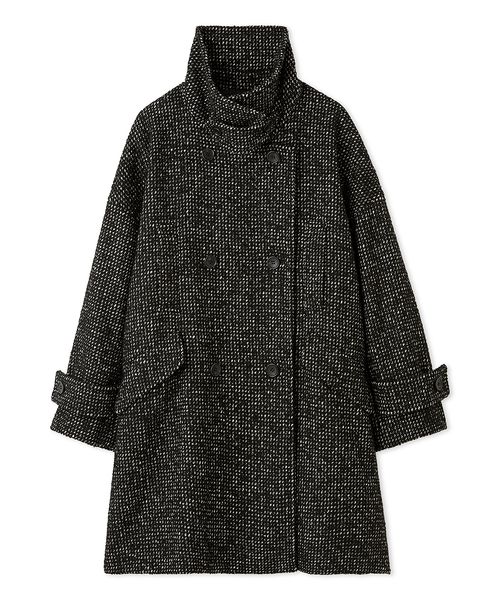 FRAY I.D チェスターコート 黒白チェック　ガウン　ツイード FRAY I.D フレイアイディー 厳しかっ チェスターコート 襟 幅広
