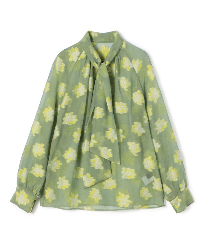 憧れの セール 30%OFF】カットフラワージャカード ボウタイブラウス シャツ+ブラウス(長袖+七分)