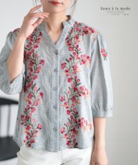 Sawa a la mode/彩り花刺繍のコットンシャツチュニック　レディース 大人 上品/506784671