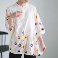 Sawa a la mode/サワアラモード Sawa a la mode 刺繍で描いた花柄シャツチュニック/506784677