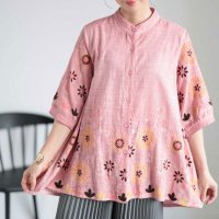 Sawa a la mode/サワアラモード Sawa a la mode 刺繍で描いた花柄シャツチュニック/506784677