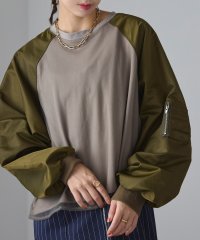 MAISON BREEZE reveur/メゾンブリーズレヴール MAISON BREEZE reveur MAー1スリーブ チュールトップス プルオーバー 長袖 異素材ドッキング trc/506501173