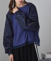 MAISON BREEZE reveur/メゾンブリーズレヴール MAISON BREEZE reveur MAー1スリーブ チュールトップス プルオーバー 長袖 異素材ドッキング trc/506501173