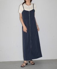 MAISON BREEZE/ピンストライプ フロントジップ キャミワンピース ロングワンピース ノースリーブ Iライン XNN 【MAISON BREEZE】/506674102