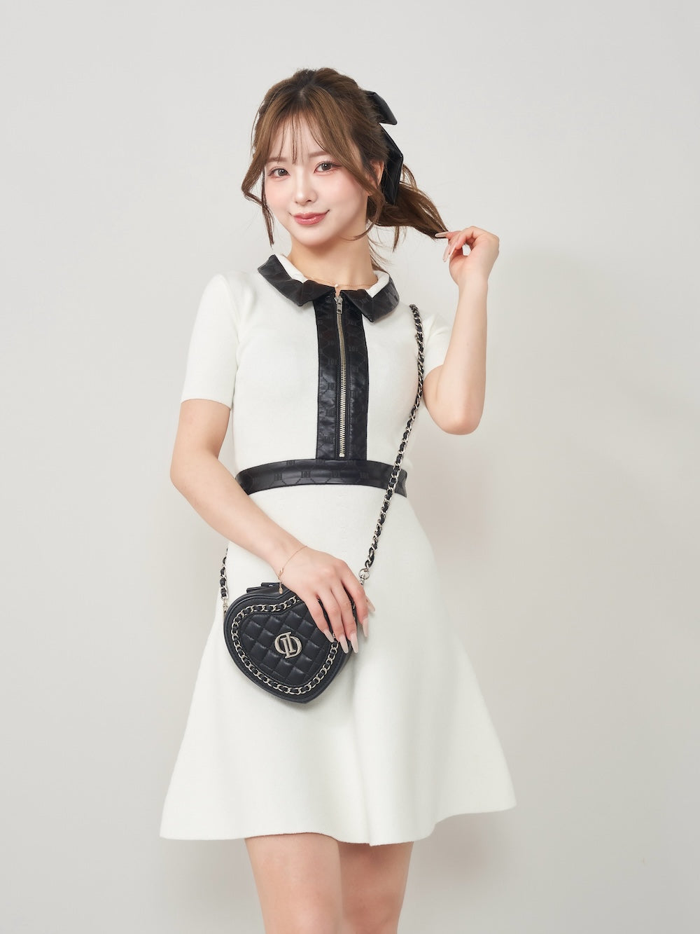 ダーリッチ Darich ロゴレザーニットミニワンピース(506792339 ダーリッチ Darich ロゴレザーニットミニワンピース(506792339