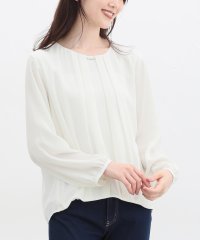 GLACIER/グラシア GLACIER アクセ付裾タックブラウス トップス ブラウス 長袖 長袖ブラウス オフィス/506795033