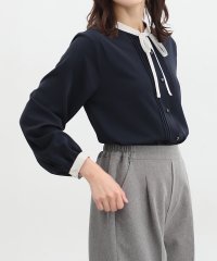 GLACIER/グラシア GLACIER 配色リボンブラウス トップス ブラウス 長袖 長袖ブラウス 大きいサイズ オフィス/506795038