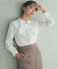 GLACIER lusso/グラシア ルッソ GLACIER lusso フリルカラーブラウス トップス ブラウス 長袖 抗菌防臭 肩フリル 無地 マオカラー/506795040