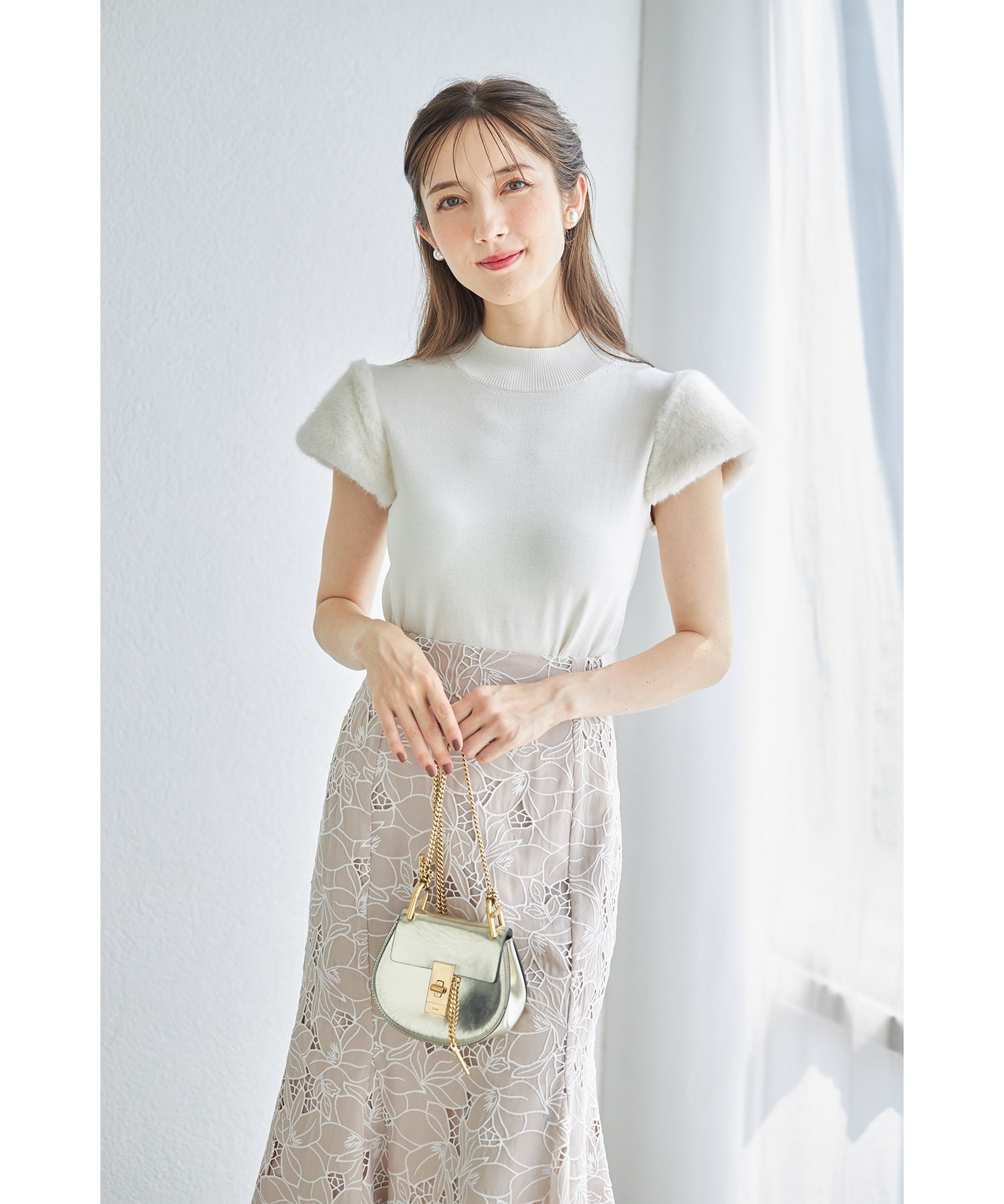 トッコクローゼット tocco closet ファースリーブ切り替えニット