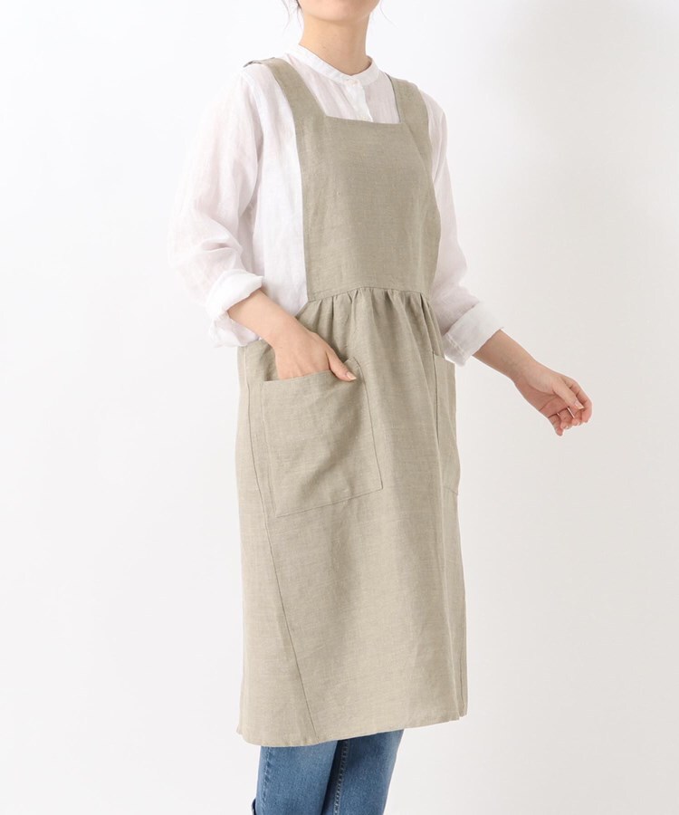 リネンショルダーワンピエプロン キナリ(506812915) | 212キッチンストア(２１２ＫＩＴＣＨＥＮ ＳＴＯＲＥ) - d fashion