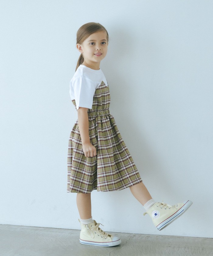 BURBERRY ティーンガールズ グリーン オーバーサイズ チェック