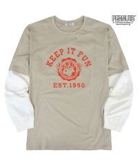  PEANUTS/ピーナッツ PEANUTS スヌーピー 切替 長袖 Tシャツ 袖切替 ロンT 春秋 SNOOPY PEANUTS/506786759