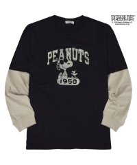  PEANUTS/ピーナッツ PEANUTS スヌーピー 切替 長袖 Tシャツ 袖切替 ロンT 春秋 SNOOPY PEANUTS/506786759