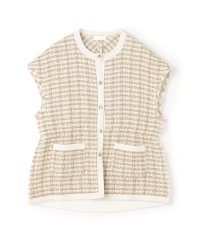 Ballsey/ニットコンビツイード フレンチスリーブジレ/506827968