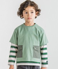 BeBe/サイドポケット半袖Tシャツ+ボーダー長袖Tシャツセット(90~150cm)/506691090