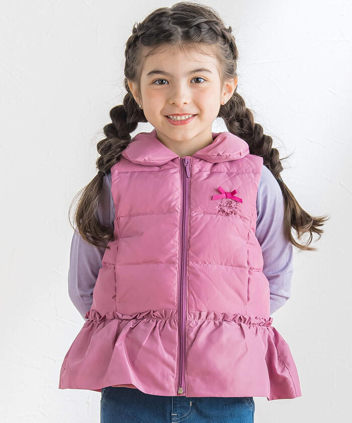 TO BE CHIC[42]フリル ダウンベスト ブラック ペプラム フード 美品✨TO BE CHIC フリルダウンベスト ブラック 42 クーポン