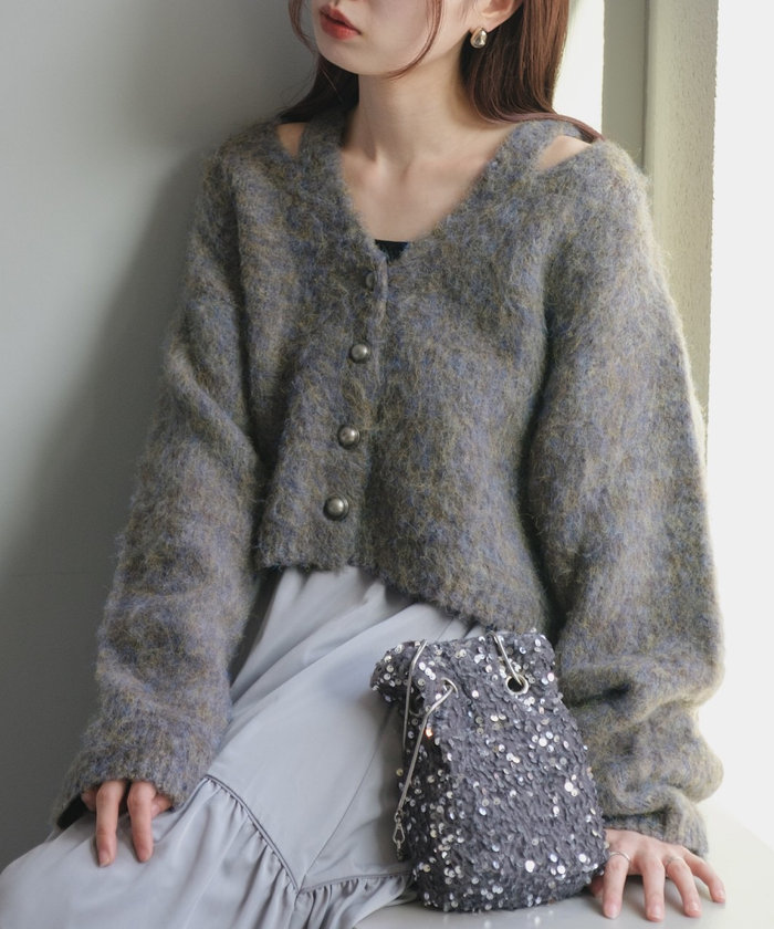 セール 64%OFF】【Kastane】カットアウトメランジニット