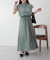 OLIVE des OLIVE/【NAO】フレンチスリーブ柄OP　ワンピ―ス　ロングワンピ　半袖　オフィス　きれいめ　夏/506767277