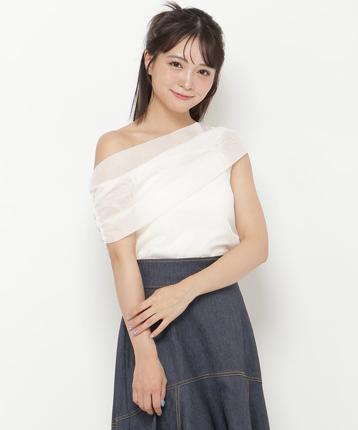セール 50%OFF】アシメドレープチュールトップス(506833597