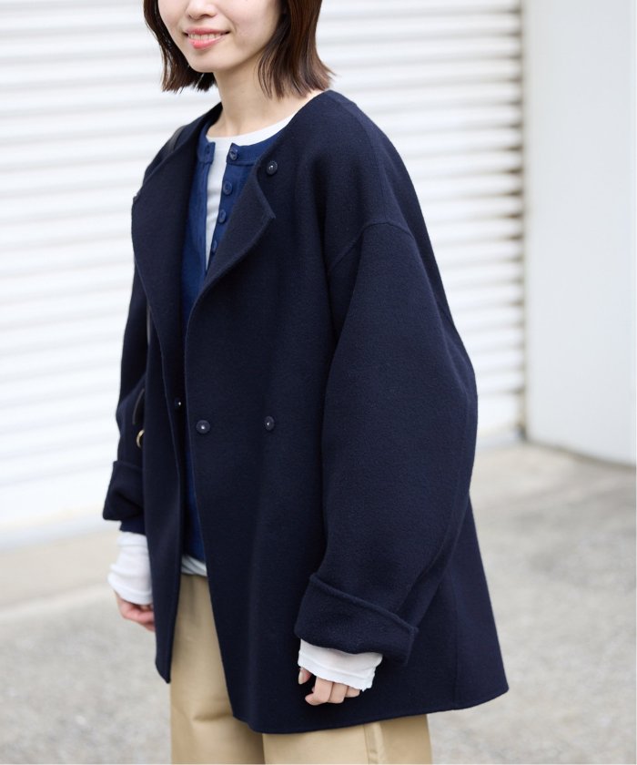 セール 30%OFF】souple woolダブルフェイスノーカラーコート セール 30%OFF】souple woolダブルフェイスノーカラーコート