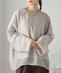 MAISON BREEZE reveur/オーガンジーオーバートップ ブラウス 長袖 シアートップス オーバーサイズ ゆったり 無地 trcー244026 【MAIZON BREEZE】/506501177