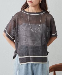 NICE CLAUP OUTLET/【NAO】配色メッシュポンチョニット/506785031