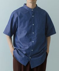 ITEMS URBAN RESEARCH/TCインディゴ バンドカラー半袖シャツ/506836157