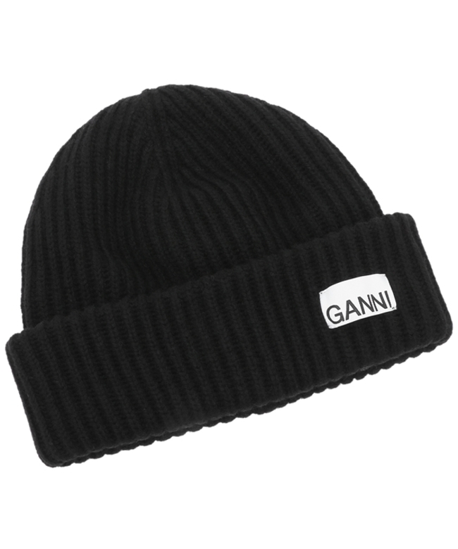 GANNI（ガニー） ニット帽 GANNI ニット帽 ビーニー 帽子 ロゴ ガニー (Ganni/ニット