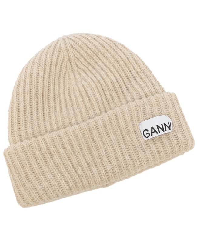 ガニー GANNI ガニー 帽子 ニット帽 ビーニー ベージュ ガニー GANNI ガニー 帽子 ニット帽 ビーニー ベージュ