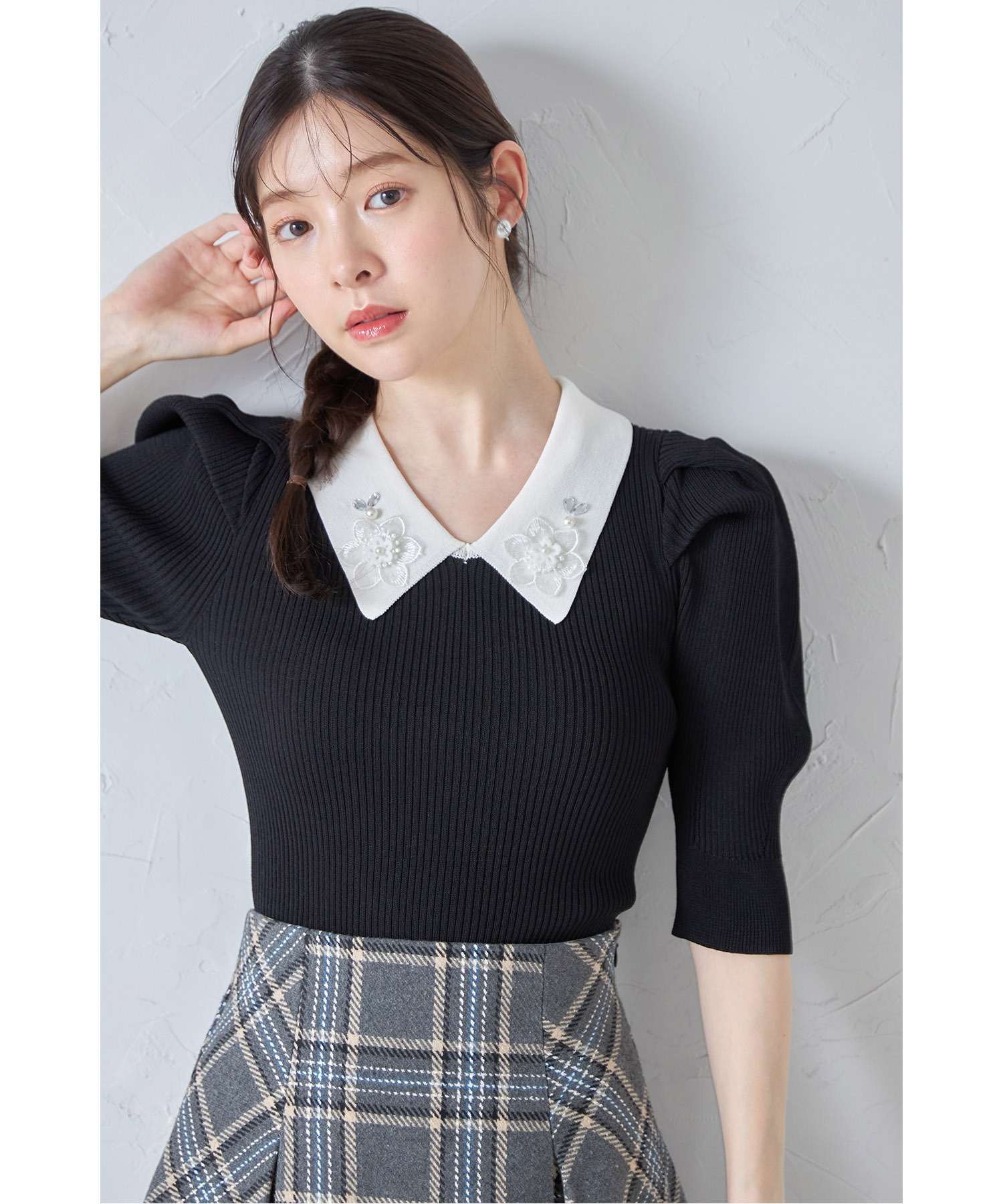 トッコクローゼット tocco closet 衿モチーフ付きニットプル トッコクローゼット tocco closet 衿モチーフ付きニットプル